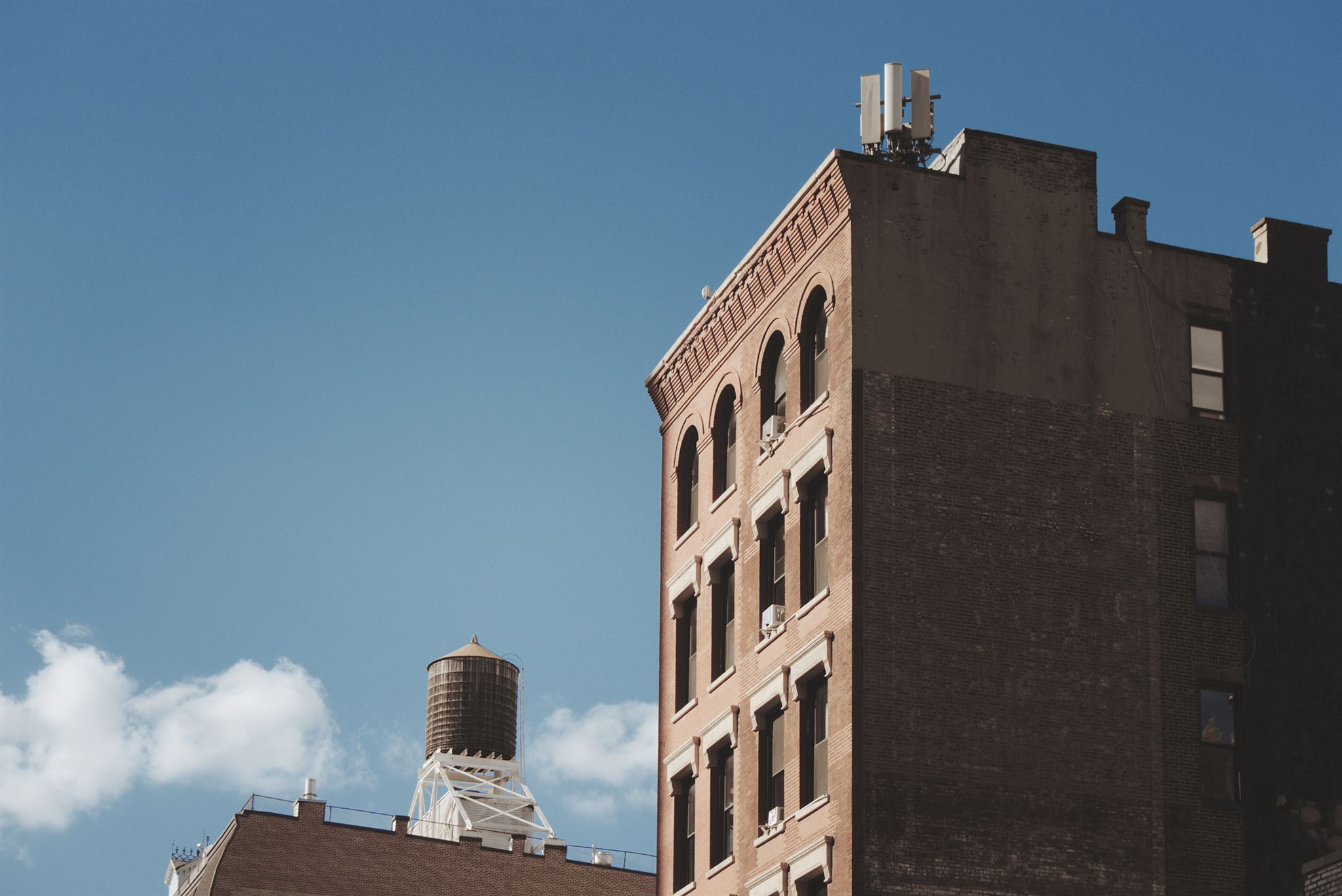 Brown-high-building-and-blue-sky